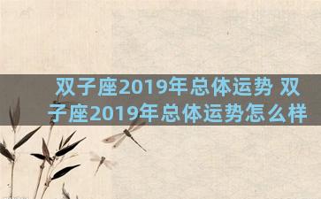 双子座2019年总体运势 双子座2019年总体运势怎么样